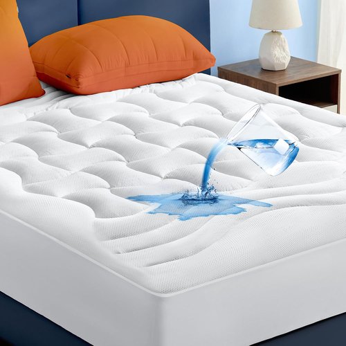 Bedsure Waterproof Mattress Protector - Quilted Fitted Pad for Queen Size Beds | Noiseless, Machine Washable, White, 60x80 Inches