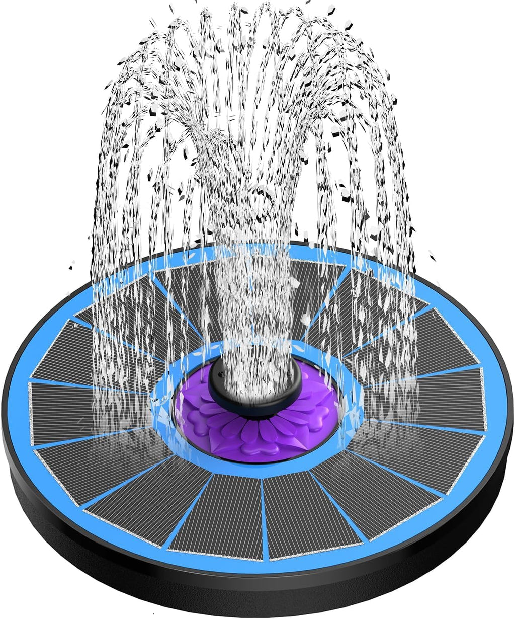 SZMP Solar Fountain - 3.5W Solar Powered Bird Bath Water Fountain with 7 Nozzles & 4 Fixers | Blue