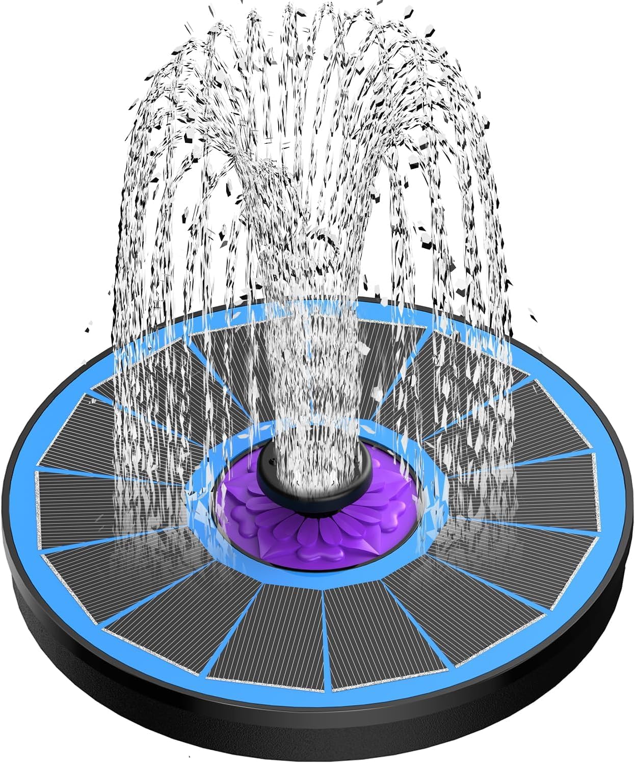 SZMP Solar Fountain - 3.5W Solar Powered Bird Bath Water Fountain with 7 Nozzles & 4 Fixers | Blue