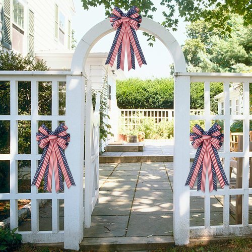 **SY Super Bang 2PCS 4th of July Decorations - Red, White & Blue Wreaths & Patriotic Bows for Indoor/Outdoor Use**
