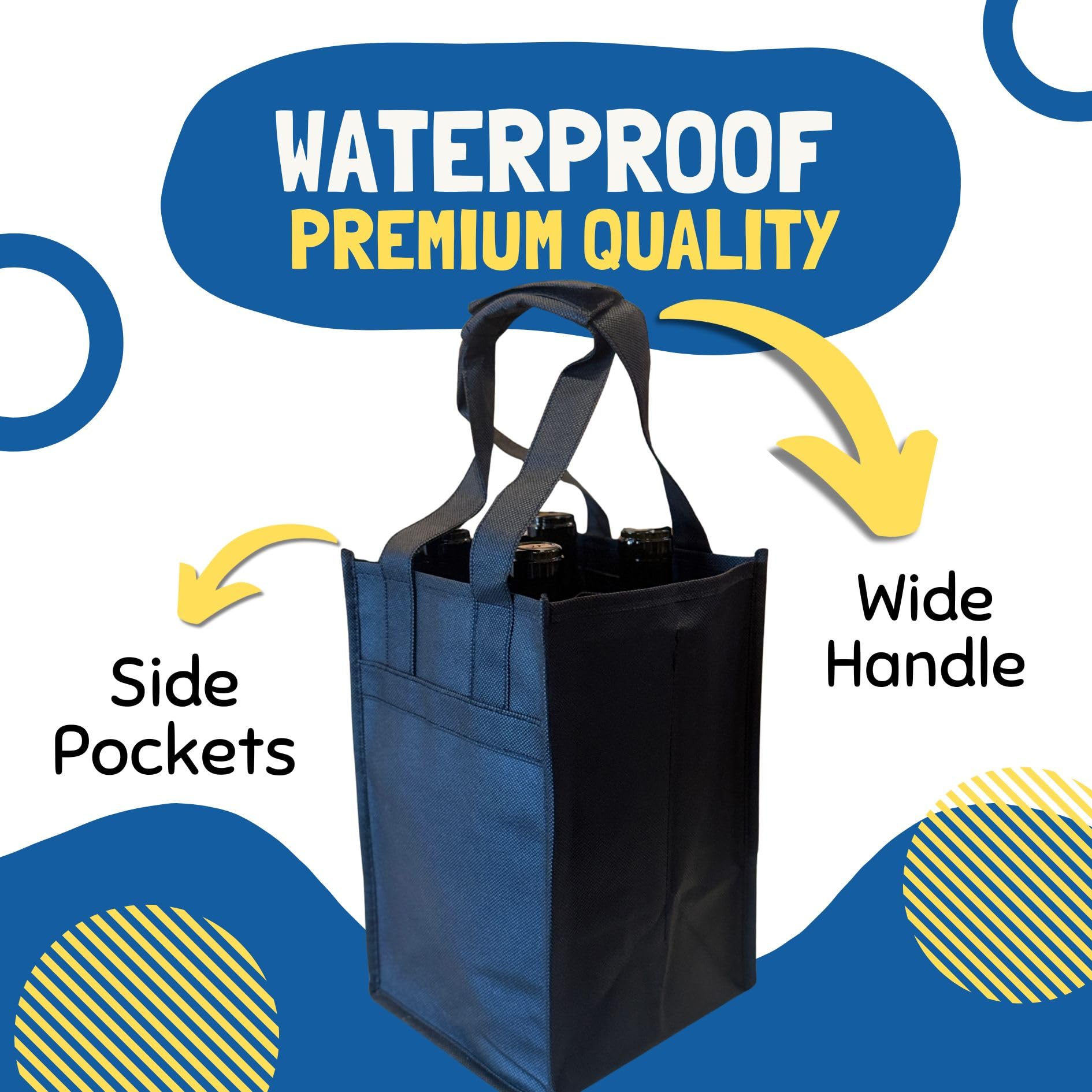 Wine Tote Bag with Dividers – 4 Bottle Carrier for Wine, Champagne & Liquor – Reusable, Eco-Friendly Travel Gift Bag