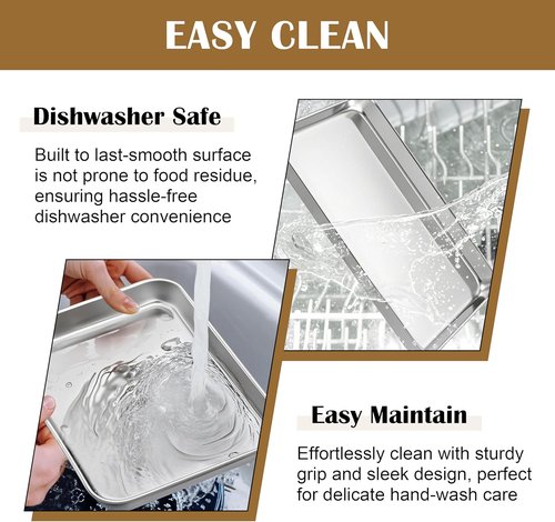 E-far Baking Sheet Set - Stainless Steel Cookie Sheets with Cooling Racks | Non-Toxic & Heavy Duty, 12.4 x 9.7 x 1 Inch