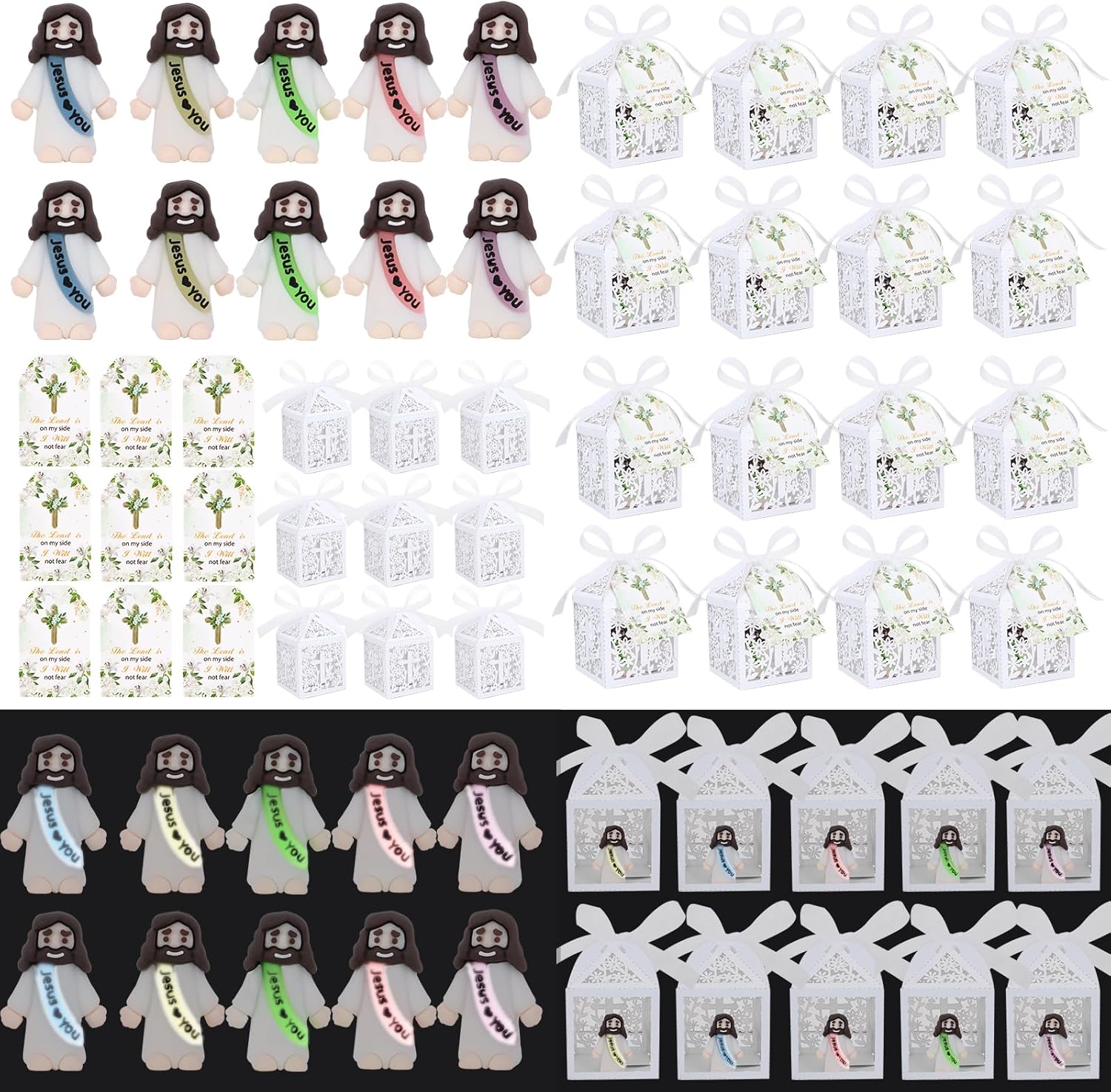 Mini Jesus Figurines by [Brand Name] - Glow in The Dark Gifts with 'Let Your Light Shine' Cards | 50 Sets for Church Events
