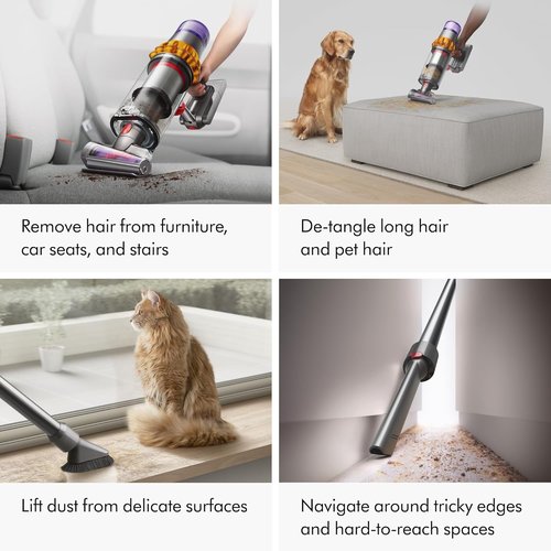 Dyson V15 Detect Plus Cordless Vacuum - Illumination Reveals Dust, 240AW Power, 60-Minute Runtime | Deep Cleans Hard Floors & Carpets