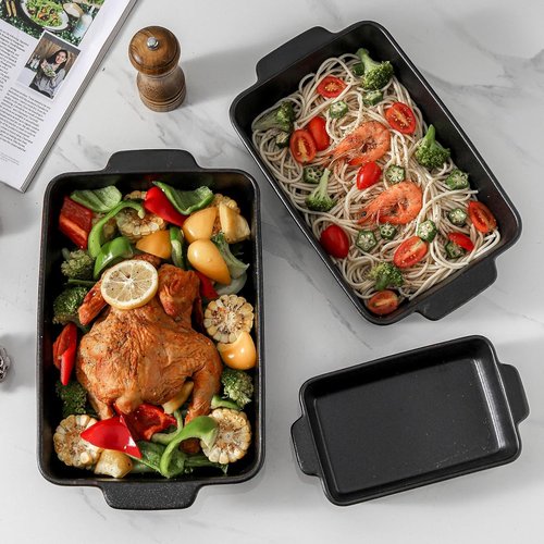KOOV Bakeware Set - Ceramic Rectangular Baking Pans | 3-Piece Casserole Dish Set, 9 x 13 Inches, Rough Black