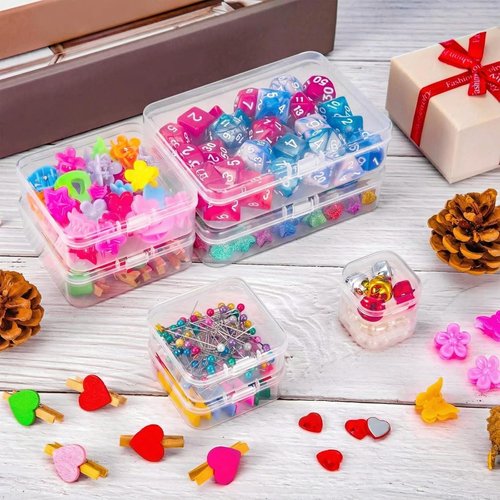 Clear Plastic Beads Storage Containers by [Brand Name] - 24 Packs with Hinged Lid for Crafts & Jewelry | 1.37 x 1.37 x 0.7 Inches