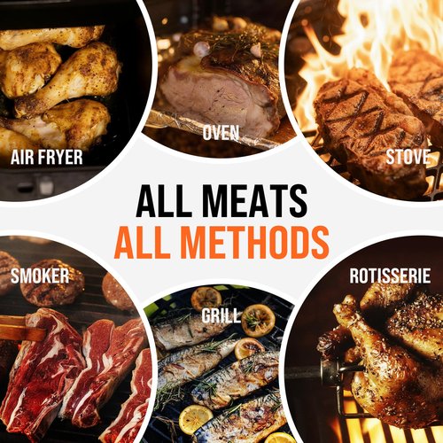 Upgraded Smart Bluetooth Wireless Meat Thermometer with Ultra-Thin Probe, 6 Sensors Accuracy Digital Food Thermometer 0.5S Instant Read, IP67 Waterproof for BBQ, Grill, Smoker, Oven, Air Fryer