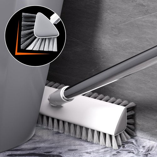 Grout Brush with Long Handle, Heavy-Duty Tile and Shower Floor Scrub Brush Stiff, Professional Grout Cleaner for Bathroom, Kitchen, Floor, Tile Brush Concrete Surfaces
