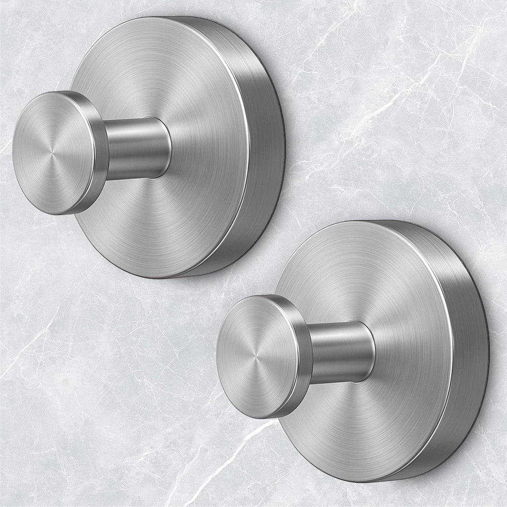 Skiennix Shower Hooks - Removable Suction Cup Hooks for Glass Windows | 2-Pack Silver