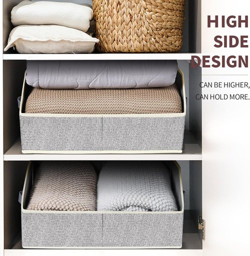 Homsorout Trapezoid Storage Bins - 8 Pack Decorative Fabric Organizers in Light Gray for Home & Closet