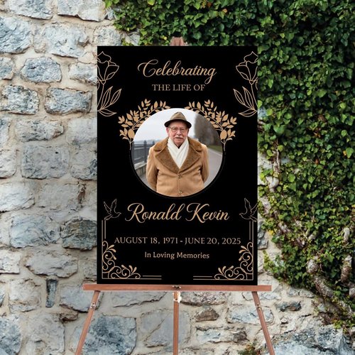 Editable Celebration of Life Welcome Sign - Personalized Memorial Poster for Funeral Service