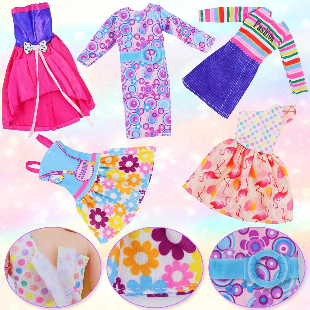 Regine Switzerland Girl Doll Clothes Closet - Stylish Wardrobe with Dresses & Accessories for 11.5 Inch Dolls