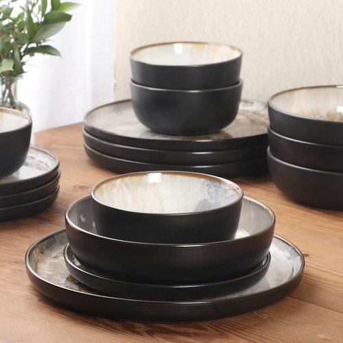 Gibson Elite Chantilly Hill 16-Piece Dinnerware Set - Multicolor Leaf Design, Microwave & Dishwasher Safe, Service for 4