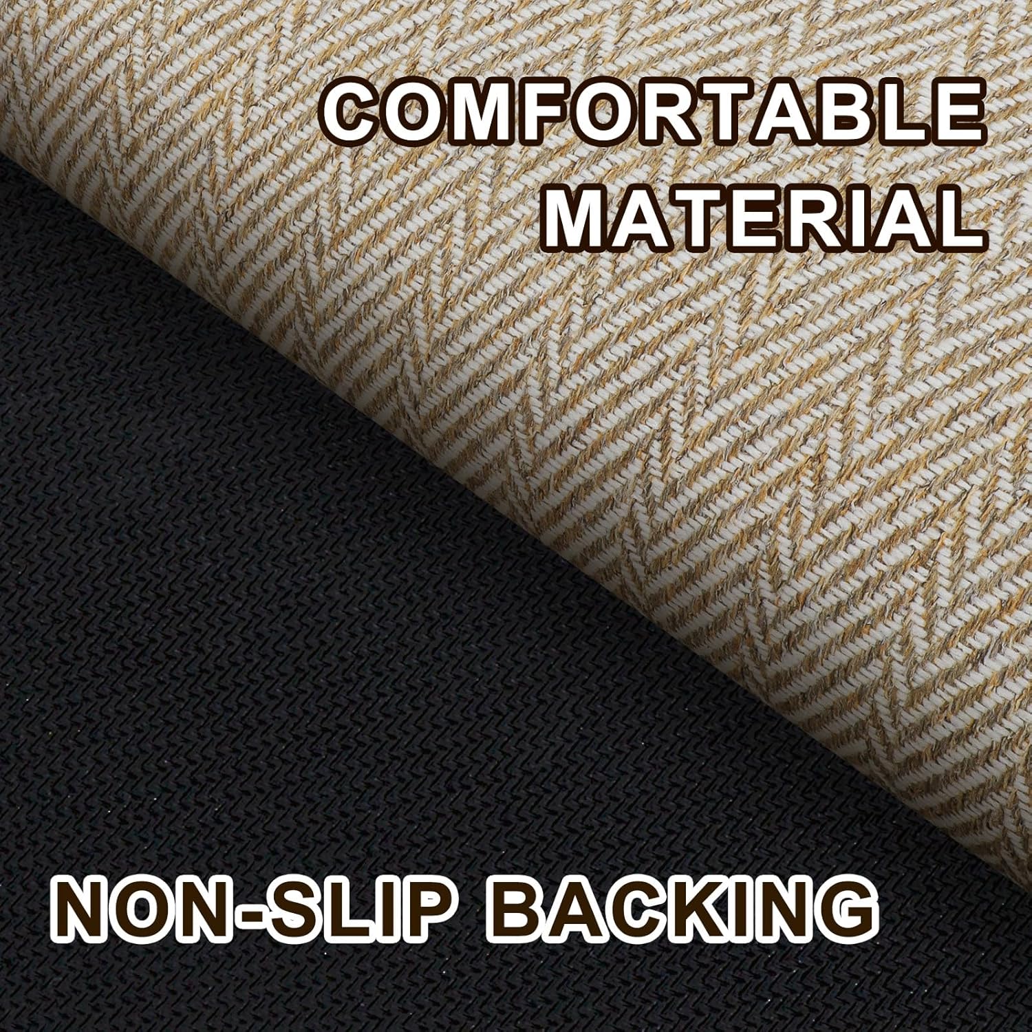 Skiennix Ultra Thin Indoor Door Mat - Non-Slip Herringbone Design | 24"x36", Beige Entryway Mat