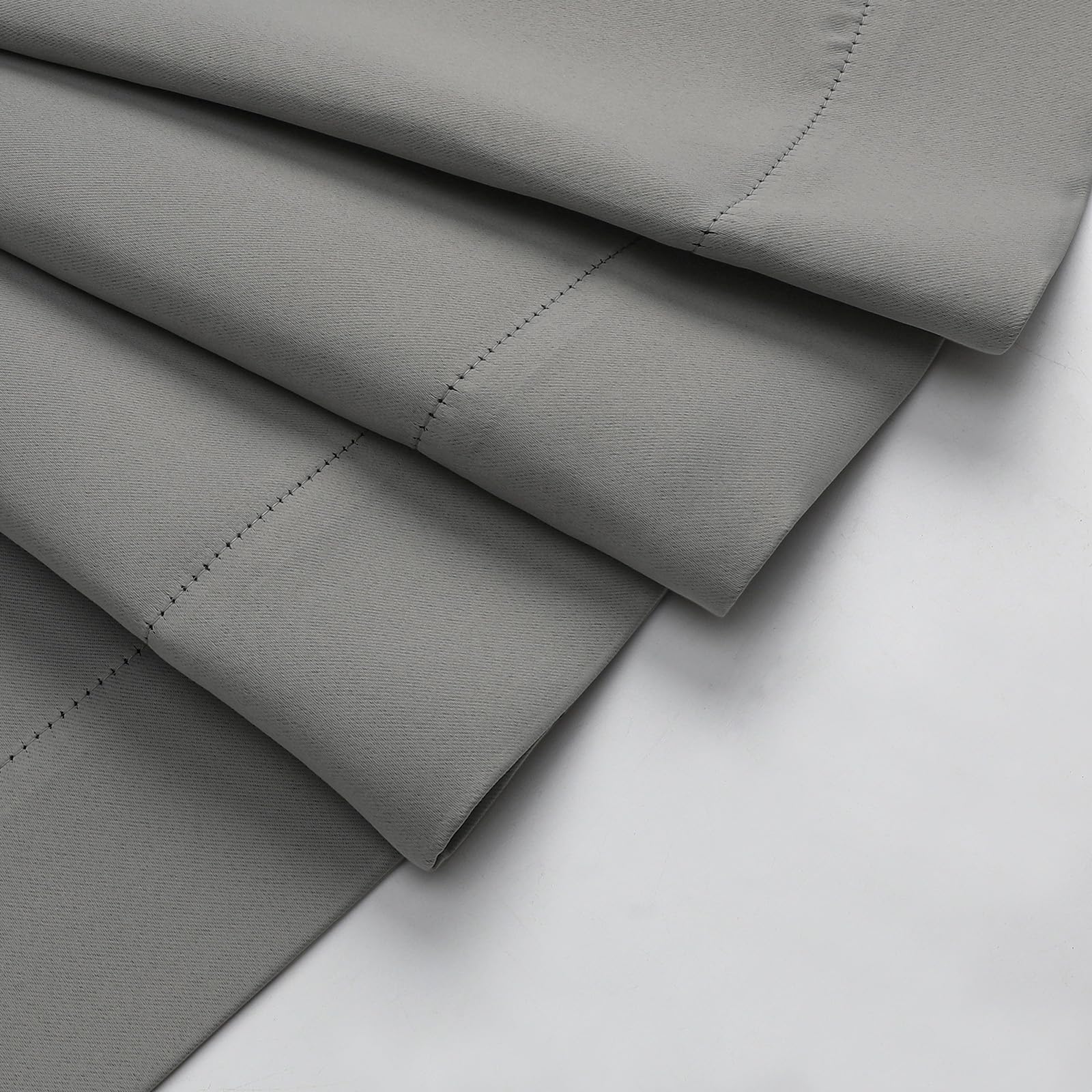 WelvetBLK Light Grey Blackout Curtains for Bedroom Living Room 63 Inch Length 2 Panels Set, Soft Solid Room Darkening Thermal Insulated Window Treatments, Rod Pocket Dining Room Curtains, 40" Wx63 L