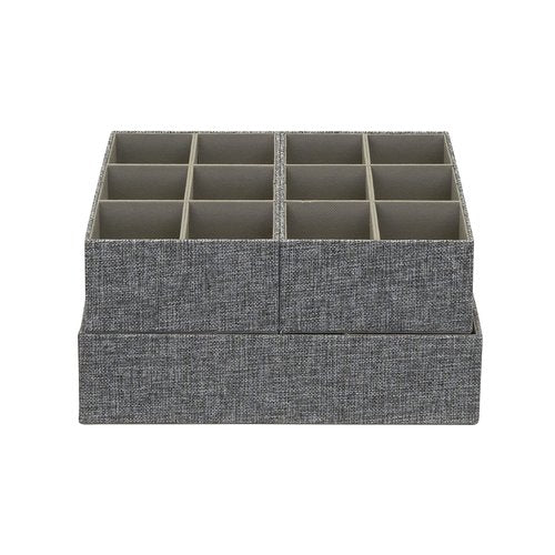 Household Essentials 3 Piece Drawer Organizers Starter Set, Customizable Inserts, Large Tray and 2 Small Trays, Graphite