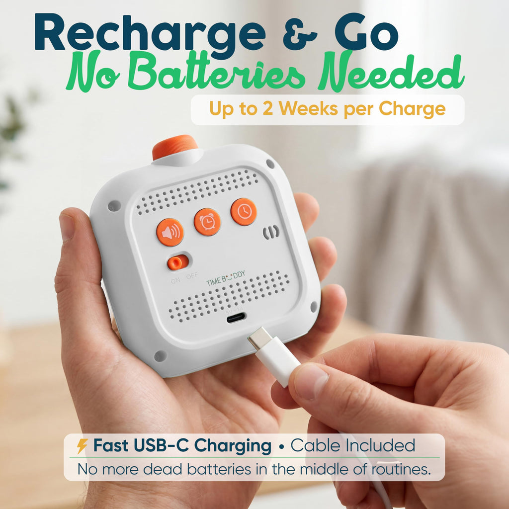 Digital Visual Timer for Kids - Rechargeable, Silent Count Up/Down for Calmer Routines - 99 Min Countdown Kids Timer for Classroom, Home & Therapy - Builds Focus & Independence