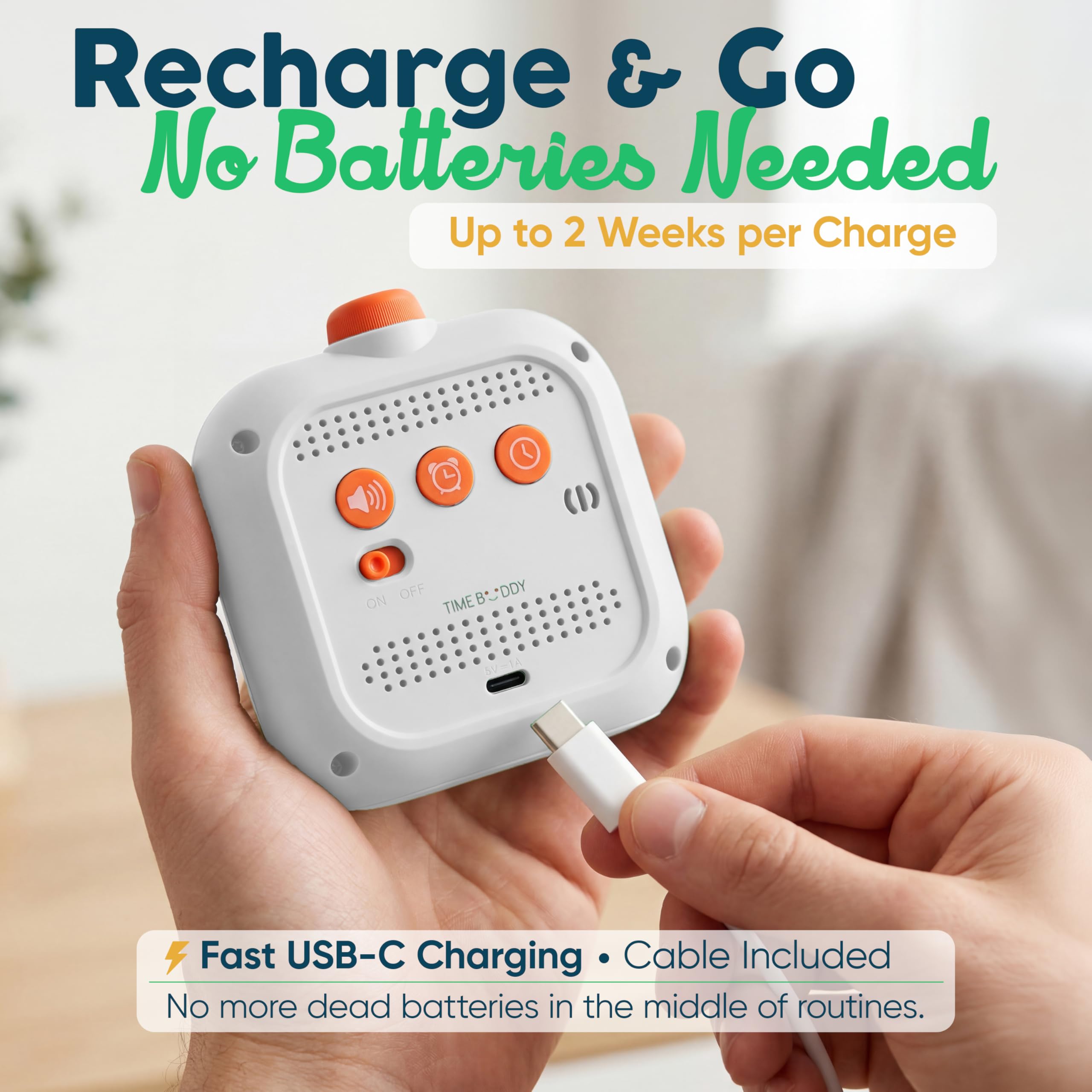 Digital Visual Timer for Kids - Rechargeable, Silent Count Up/Down for Calmer Routines - 99 Min Countdown Kids Timer for Classroom, Home & Therapy - Builds Focus & Independence