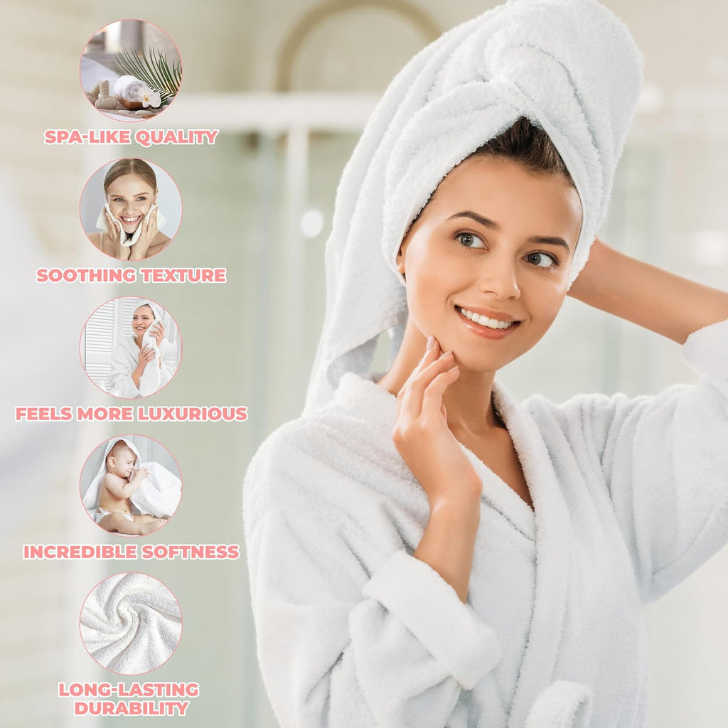Superior Zero Twist 100% Cotton Towels - Ultra Soft & Absorbent 6-Piece Set in Coral | Includes 2 Washcloths, 2 Hand Towels, 2 Bath Towels