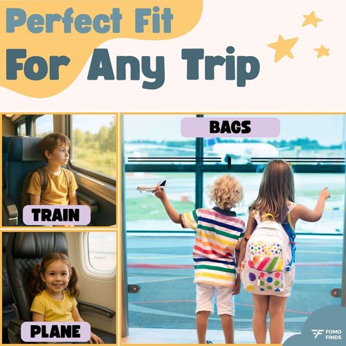 FOMO Finds Kids Car Sleeping Pillow - X-Shaped Plush Animal for Neck & Back Support - Hands & Seat Belt Slot - Machine Washable & Compressible - Perfect for Car, Plane, Train, Boat & More - Purple