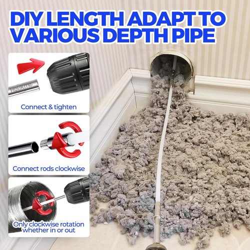 Holikme Dryer Vent Cleaner Kit - 34 Feet Flexible Lint Brush with Drill Attachment for Easy Cleaning