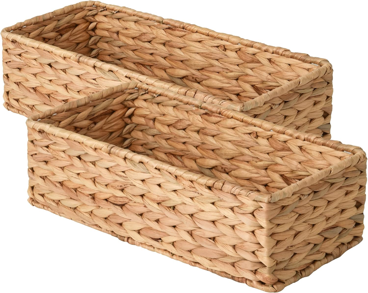 StorageWorks Toilet Tank Basket - Stylish Water Hyacinth Storage Baskets for Bathroom | 2-Pack