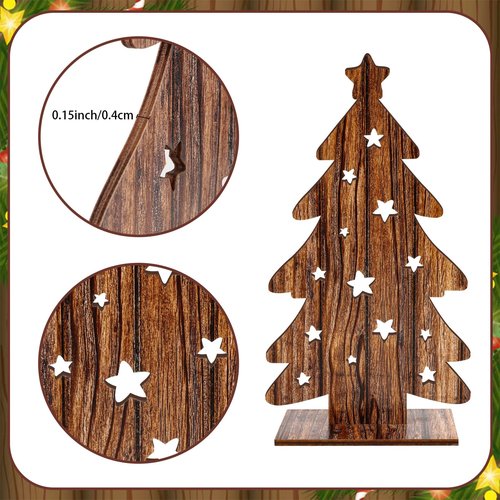 Atiloy 6PCS Wooden Christmas Trees Tabletop Decor Farmhouse Christmas Decor Wooden Christmas Trees Centerpieces Table for Christmas Home Office Farmhouse Tiered Tray Decorations