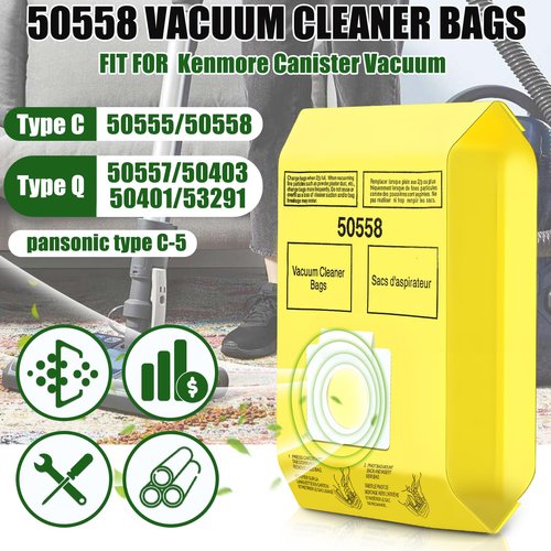 DTESL 30 Pack Vacuum Cleaner Bags Fit for Kenmore Canister Type C/Q 5055 50555 50557 50558 and Pana·sonic Type C-5 C-18, 200 Series, 400 Series, 600 Series, 700 Series, 800 Series (30 Pack)