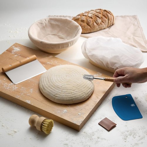 Kook Banneton Bread Proofing Set - Artisan Sourdough Kit with Rattan Baskets & Tools | Set of 2