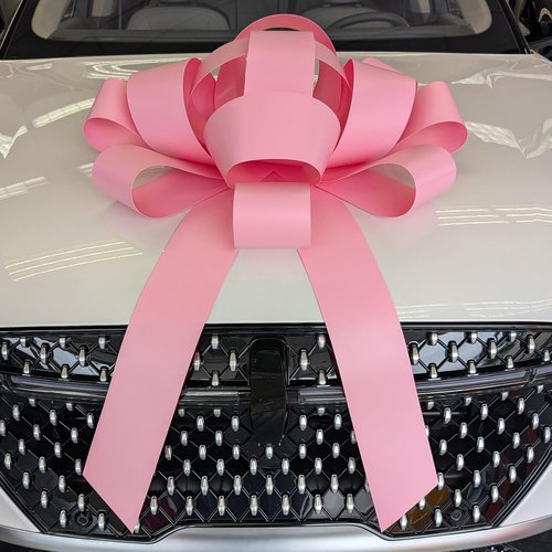 CarBowz Giant 30" Pink Car Bow - Non-Scratch Magnet & Weather-Resistant Vinyl Decor