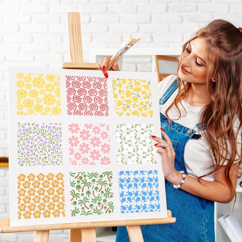 20 PCS Flowers Plant Stencils, Hibiscus Vine Rose Templates for Baking Royal Icing, Leaf Wildflower Stencils for Bread Cake Pie Cookie Drawing Art DIY Decoration