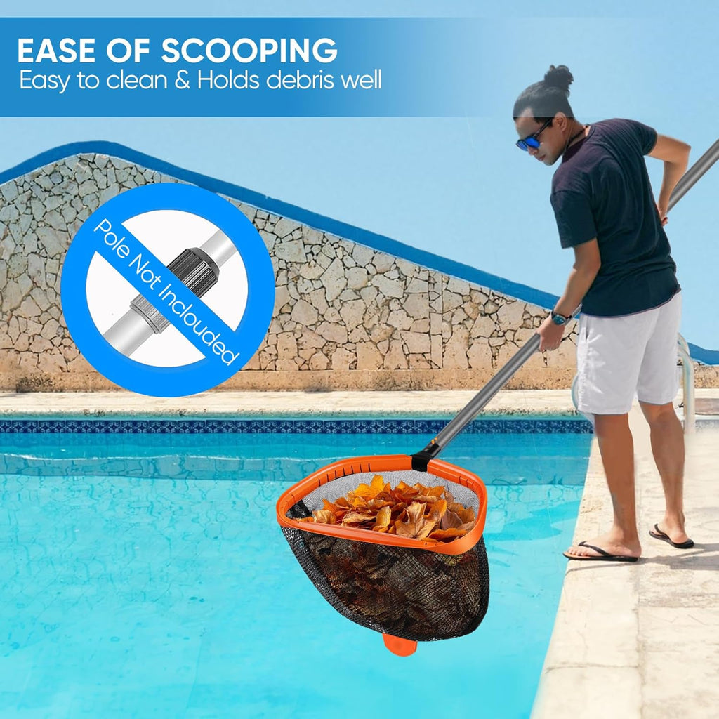 Skiennix Pool Skimmer Net - Heavy-Duty Aluminum Frame with Double-Layer Netting - 17.5" Size for Efficient Pool Cleaning