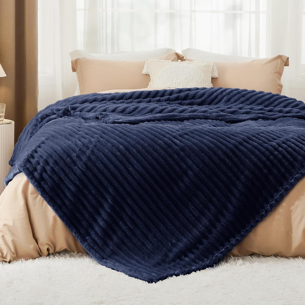 Bedsure GentleSoft Navy Blue Blanket - Cozy California King Size Throw, 102x96 Inches, Perfect Birthday Gift for Women