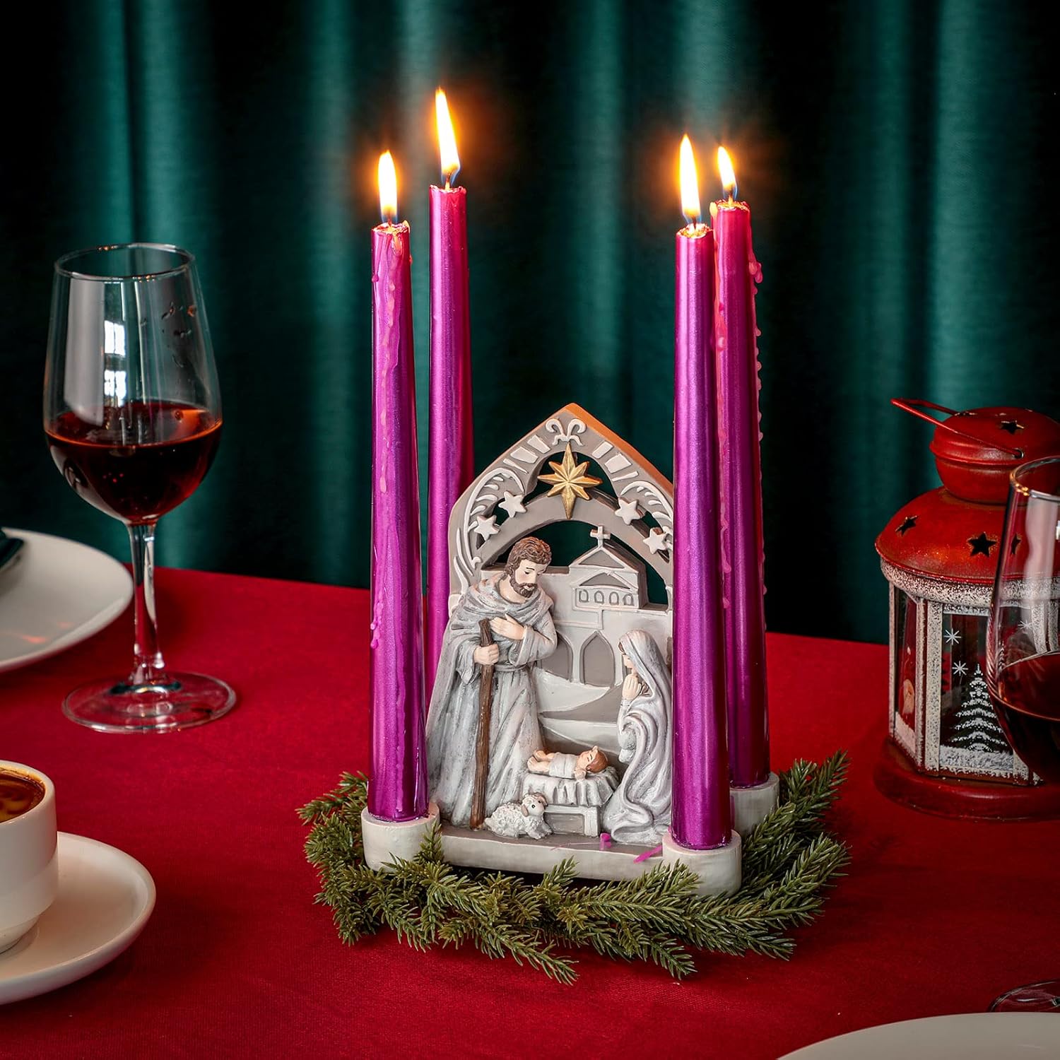 Regine Switzerland Advent Candle Holder - Holy Family Nativity Scene with Arch Design | Christmas Decor