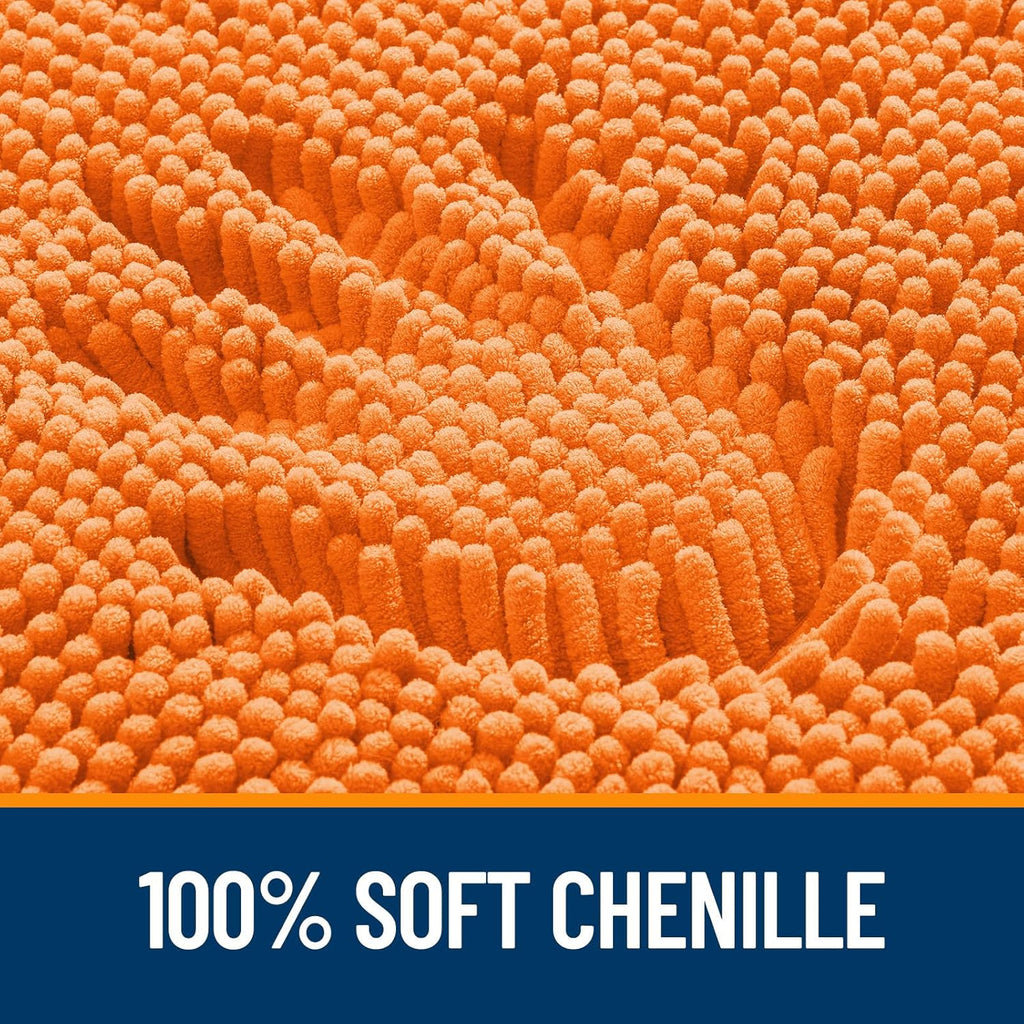 OLANLY Bathroom Runner Rugs - Extra Soft Chenille Bath Mats | Quick Dry, Machine Washable, 47x20, Orange