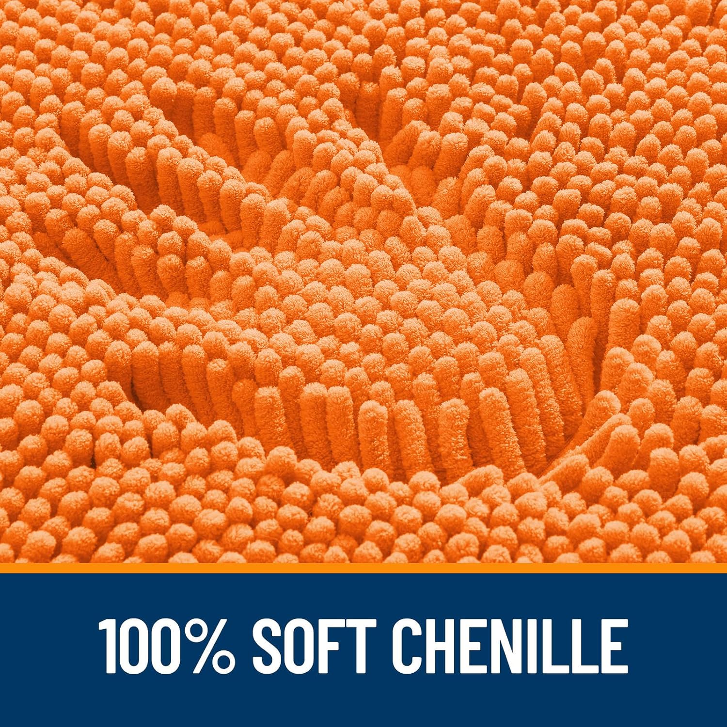 OLANLY U-Shaped Toilet Rug - Extra Soft Chenille, Quick-Dry, Machine Washable, Non-Slip | 24x20, Orange