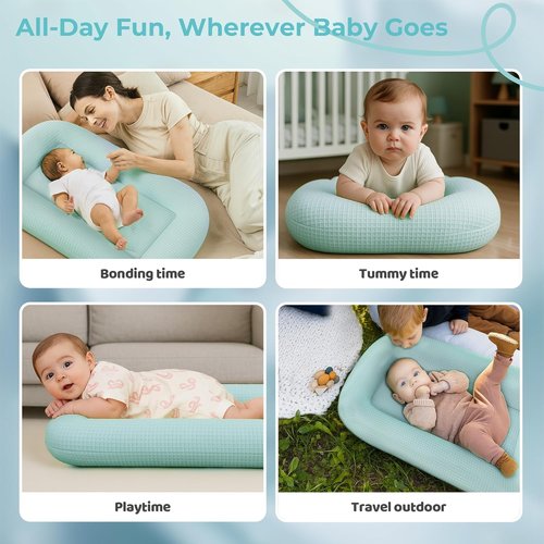 Baby Lounger for Newborns by [Brand Name] - Adjustable Infant Nest with Breathable Fabric & 3D Support | Portable Blue Lounger for 0-24 Months