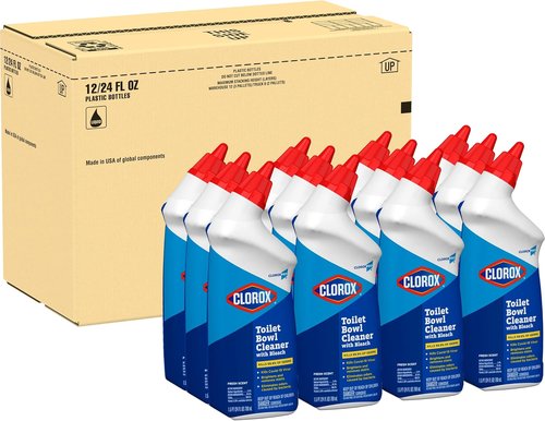 CloroxPro Toilet Bowl Cleaner with Bleach - Fresh Scent, 24 Ounces (Pack of 12) | Commercial Solutions