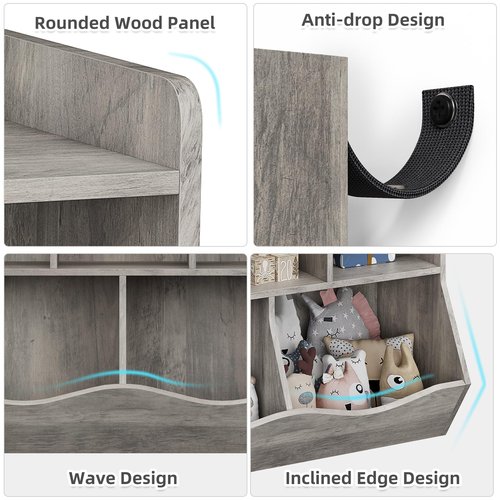 IDEALHOUSE Toy Bookshelf and Bookcase, Multi Shelf with Cubby Organizer Cabinet for Storage Books and Toys, for Bedroom, Playroom, Hallway
