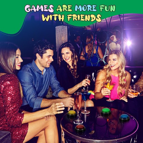 YTZRLO Set of 4 Trivia Game Buzzers with Lights & Sound, Family Feud & Jeopardy Quiz Buttons for Classroom, Party Games, Red/Blue/Yellow/Green