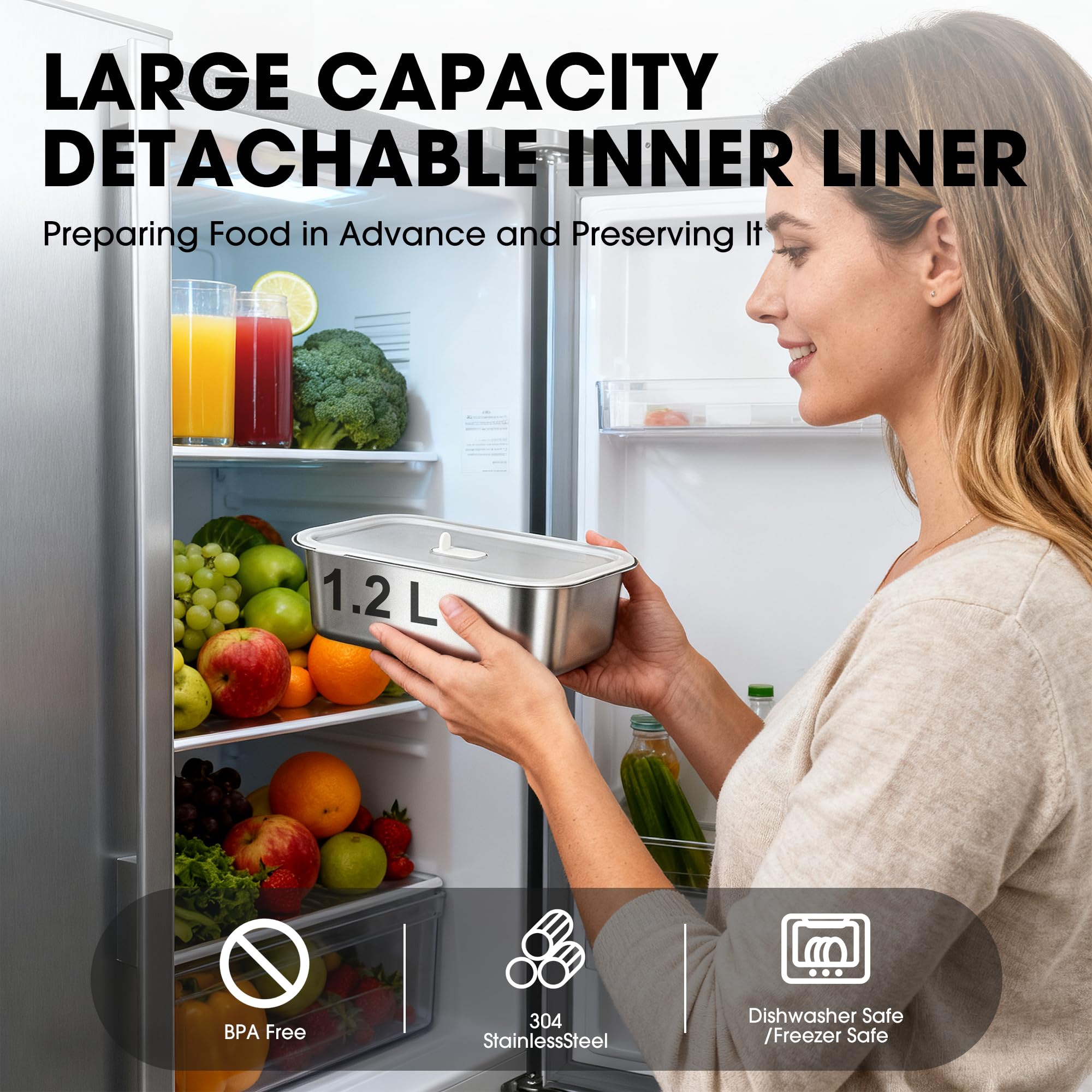 Herrfilk Cordless Electric Lunch Box for Adults with APP Control, 1.2L Portable Heated Lunch Box Battery Powered with Automatic Heating, Self-Heating Food Warmer for Work, 248°F Max, Leak Resistant