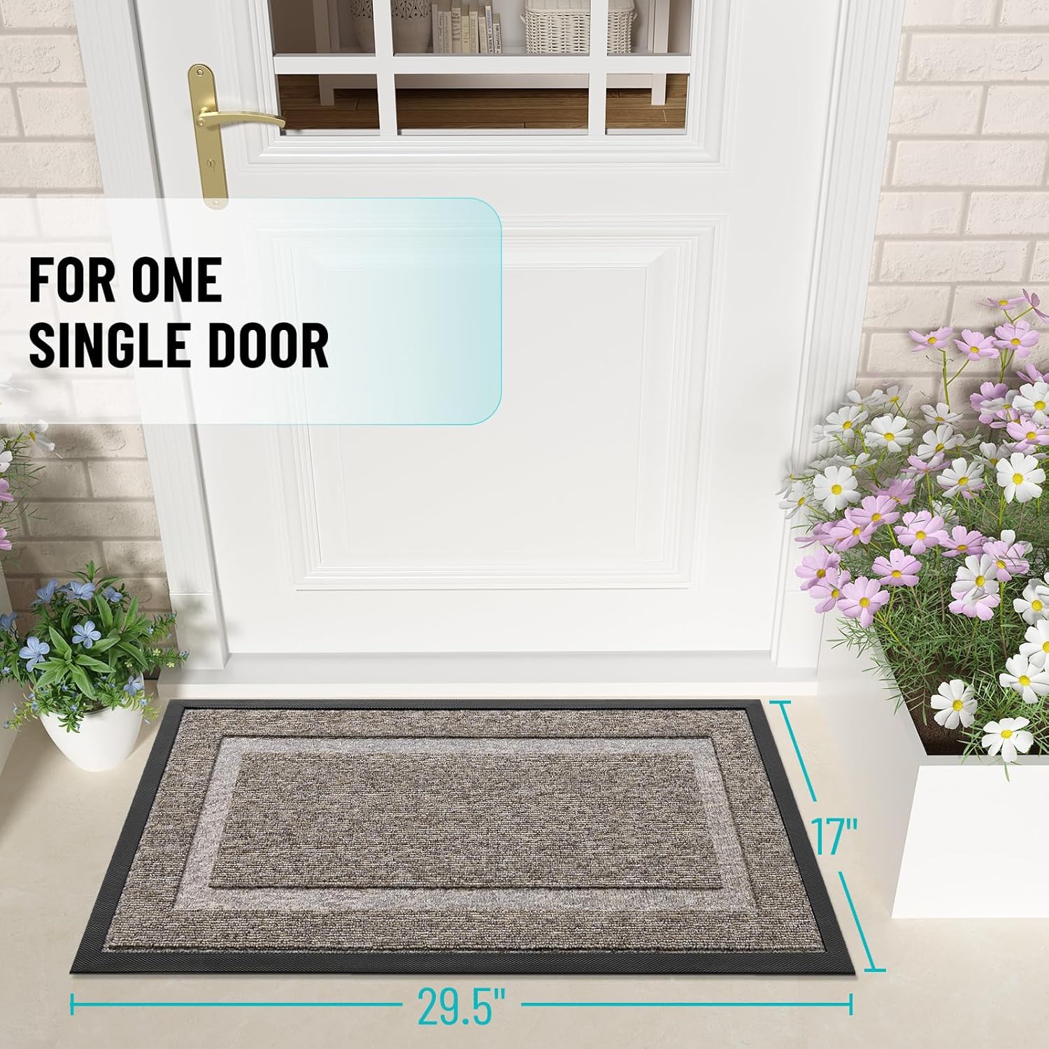 OLANLY Waterproof Front Door Mat - All-Season Indoor/Outdoor Doormat | Sturdy Natural Rubber, 29.5x17, Khaki & White