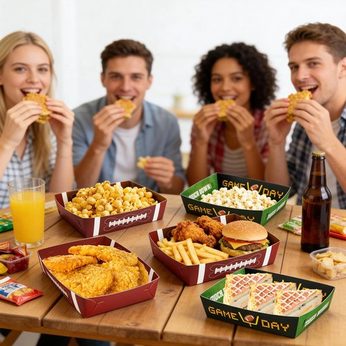 36Pack Football Party Decorations Large Football Food Plates Football Paper Snack Tray Disposable Bowls Football Theme Party Favors for Gameday Carnivals Sport Game Events Birthday Party Supplies