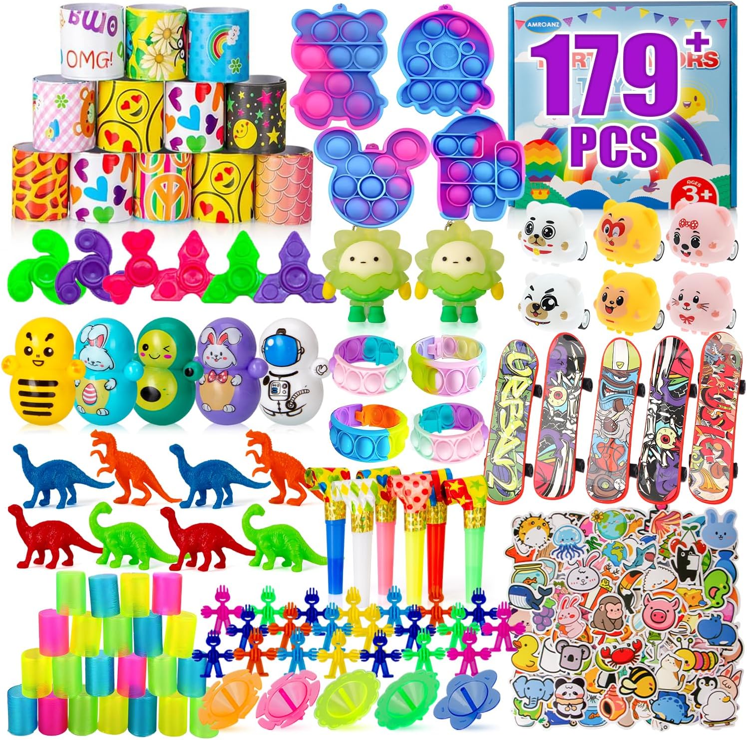 Skiennix Party Favors for Kids | 179 Pcs Goodie Bag Stuffers & Fidget Toys | Ideal for Ages 4-12