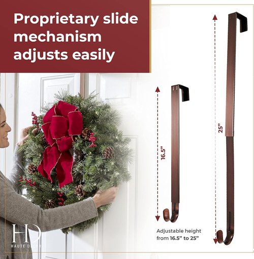 Haute Decor Wreath Hanger - Adjustable Length with 20 Lb. Capacity for Versatile Display