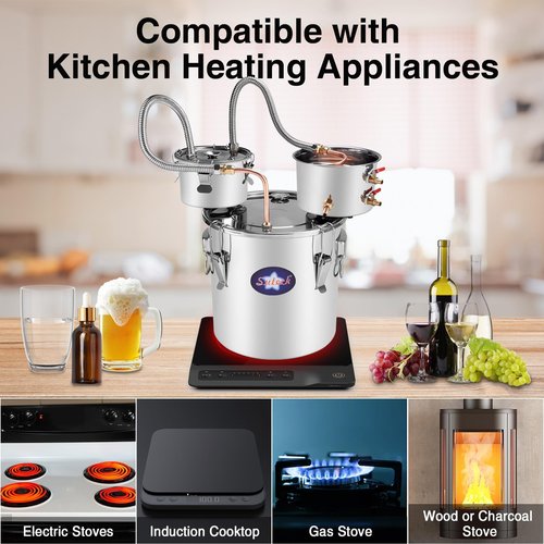 Suteck Alcohol Still, 8 Gal 30 L Stainless Steel Copper Still with Thumper Keg and Build-in Thermometer for Home Brewing, DIY Whisky Brandy, Happy New Year Gifts, Included Pump