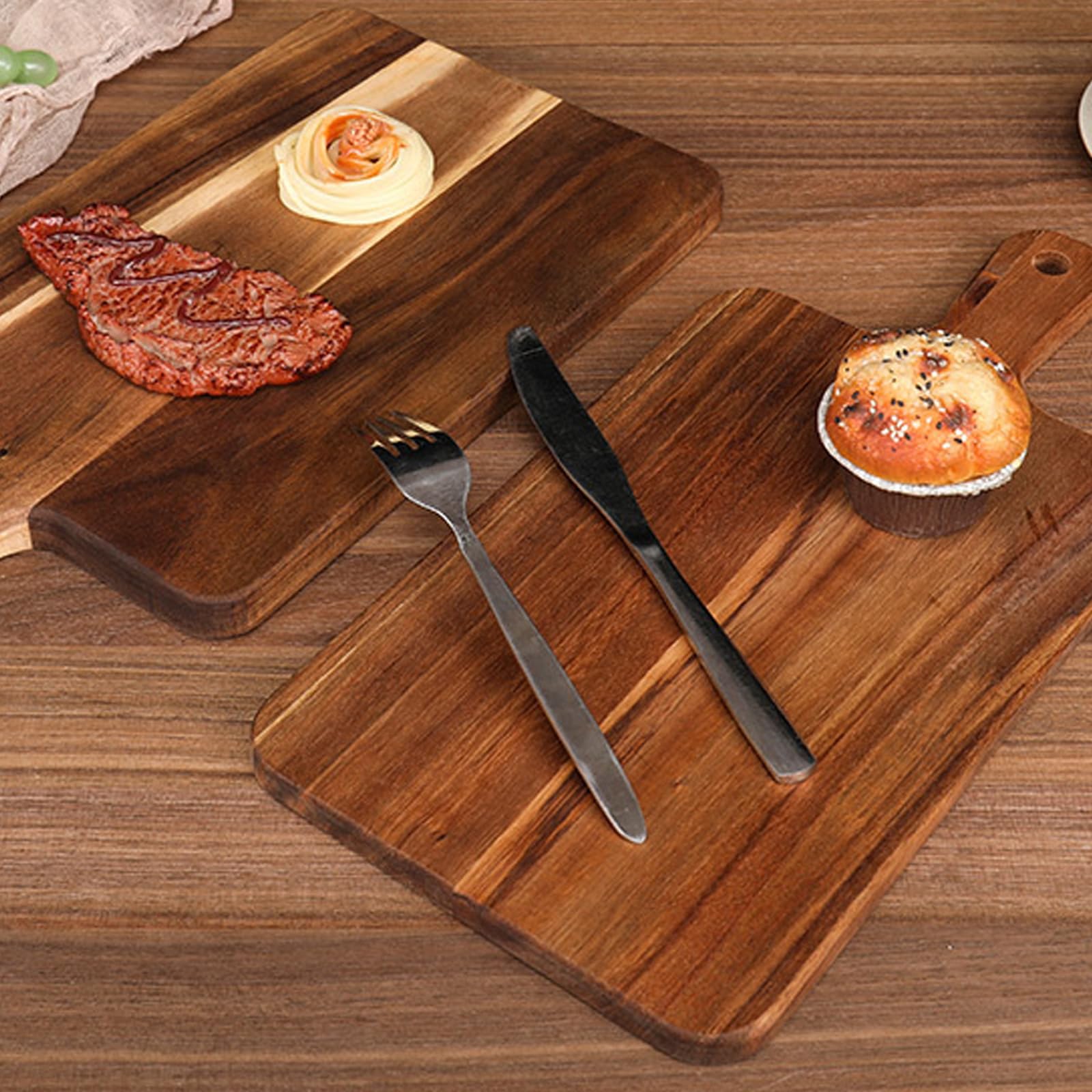 Hyuetrsa 10 Pcs Wood Cutting Board with Handle 15.7x7.7 Inch Wooden Charcuterie Board Kitchen Chopping Boards, Acacia Cutting Board Bulk for Pizza, Bread, Cheese, Charcuterie, Fruit, Vegetables