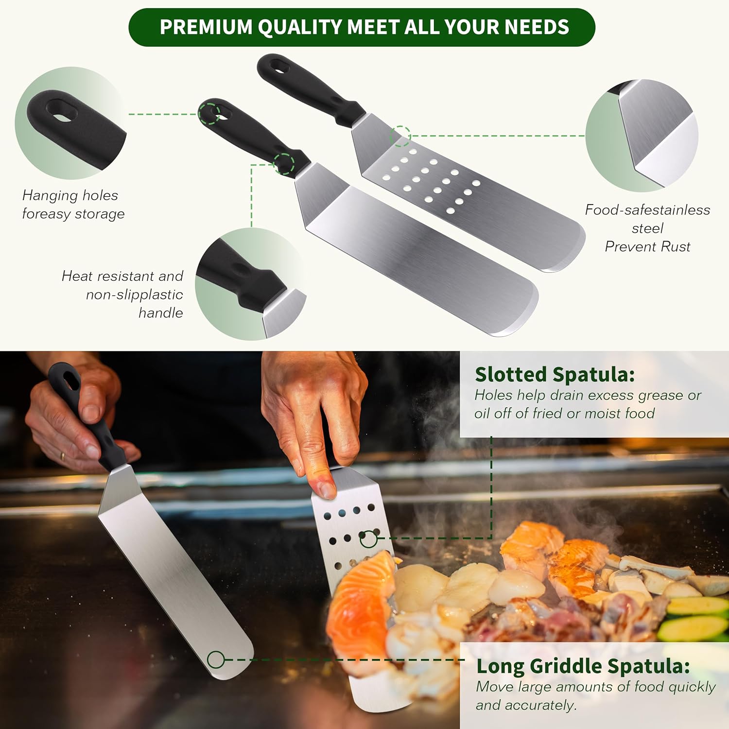 Blackstone Griddle Accessories Kit - 134 Pcs Hibachi Grill Tools Set with Spatula, Basting Cover & Burger Press