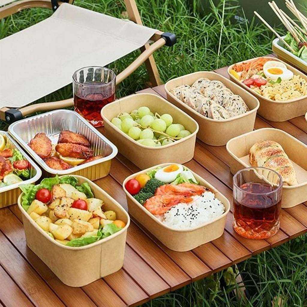 LyyGuanYoo 50 Pack Disposable Kraft Paper Bowls with Lids, 33 OZ Meal Prep Container, Microwave Freezer Safe Salad Bowls with Forks for Hot/Cold Food, Soup, Ice Cream, Takeout, Party Supplies