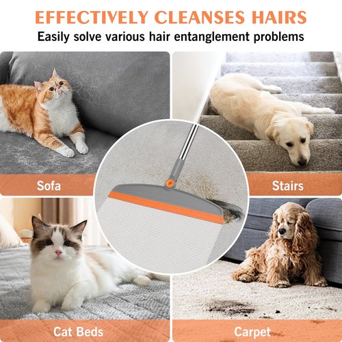 Multifunction Magic Broom, 54 Inch Adjustable Long Handle Silicone Floor Squeegee Broom, Sweep and Scrape 2 In 1 Household Cleaning Brooms for Floor, Bathrooms, Kitchens, Showers, Tile, Pet Hair,Glass